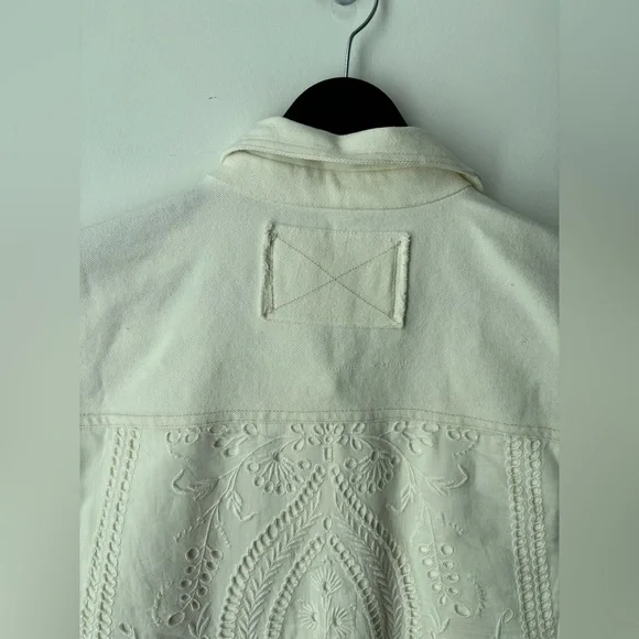 Free People We The Free Embroidered Denim Vest Boho Western Oversized - Picture 11 of 12